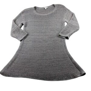 Pure Jill Sweater Tunic Womens Small Gray Knit Scoop Neck A Line 3/4 Sleeve